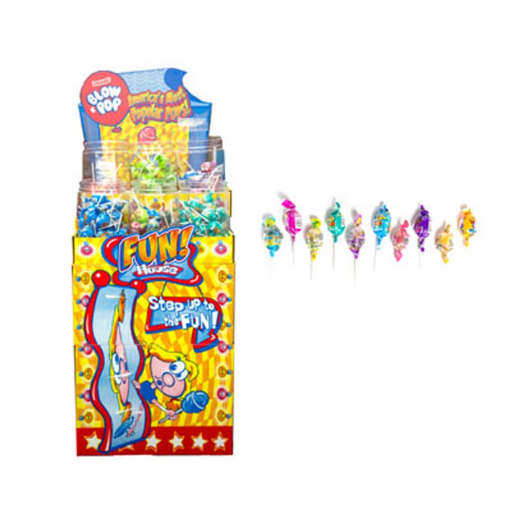 432 pieces of Super Blow Pop 432 Ct 6 Asst Flavors 72 Ea Fun House Display