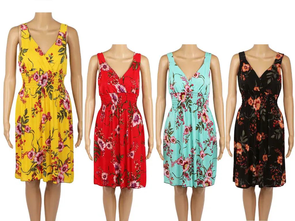 48 Pieces of Womens Short Flower Fashion Dress In Assorted Colors