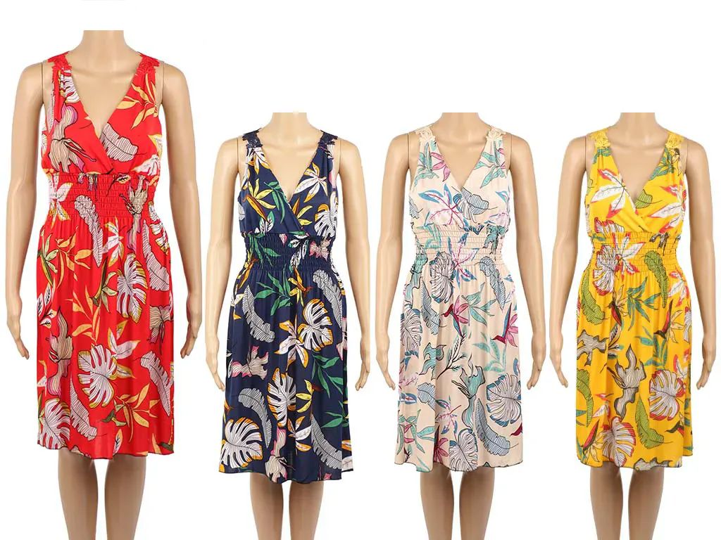 48 Pieces of Womens Short Flower Fashion Dress In Assorted Colors
