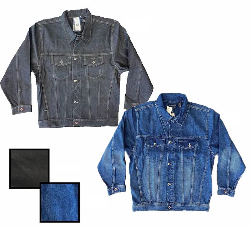 24 Wholesale Men's Blue Denim Jacket Assorted Sizes M-2x