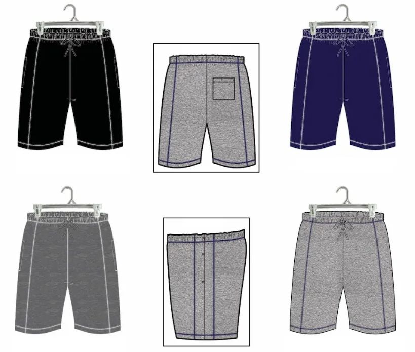 72 Pieces of Men's Knit Shorts With Contrast Cover Stitch Hanger Pack Assorted Sizes S-xl