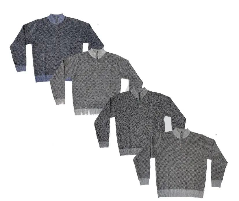 48 Pieces of Men's Thick Yarn Two Tone Quarter Zip Sweater Assorted Colors Sizes S-xl