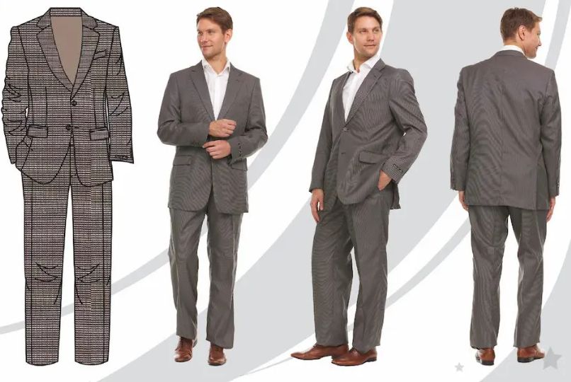 12 Sets of Men's 2 Button Suit Set - Beige With Stripes