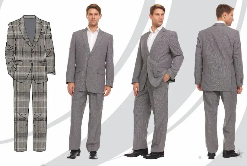 12 Sets of Men's 2 Button Suit Set - Grey With Stripes