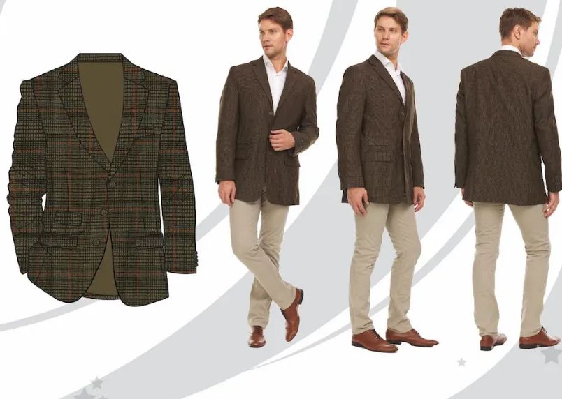 12 Pieces of Men's Suit Blazer - Brown Plaid Only