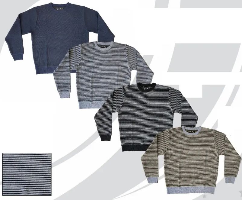 48 Pieces of Men's Thin Horizontal Two Tone Striped Crew Neck Sweaters Sizes M-2xl