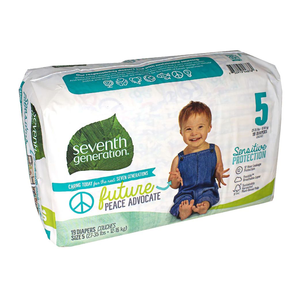 4 Pieces of Seventh Generation Small Stage Diapers Size 5 - Pack Of 19