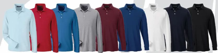72 Pieces of Men's Performance Long Sleeve Polo - Assorted Colors