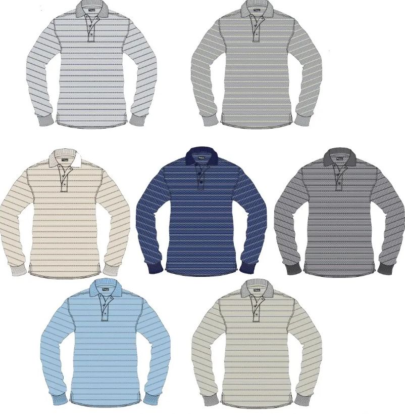 72 Pieces of Men's Long Sleeve Jacquard Polo Assorted Sizes M-2xl