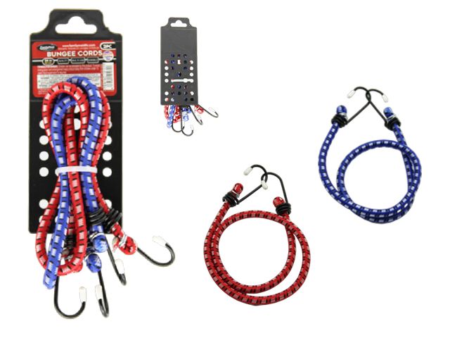 96 Pieces of 2-Piece Bungee Cords In Blue, And Red