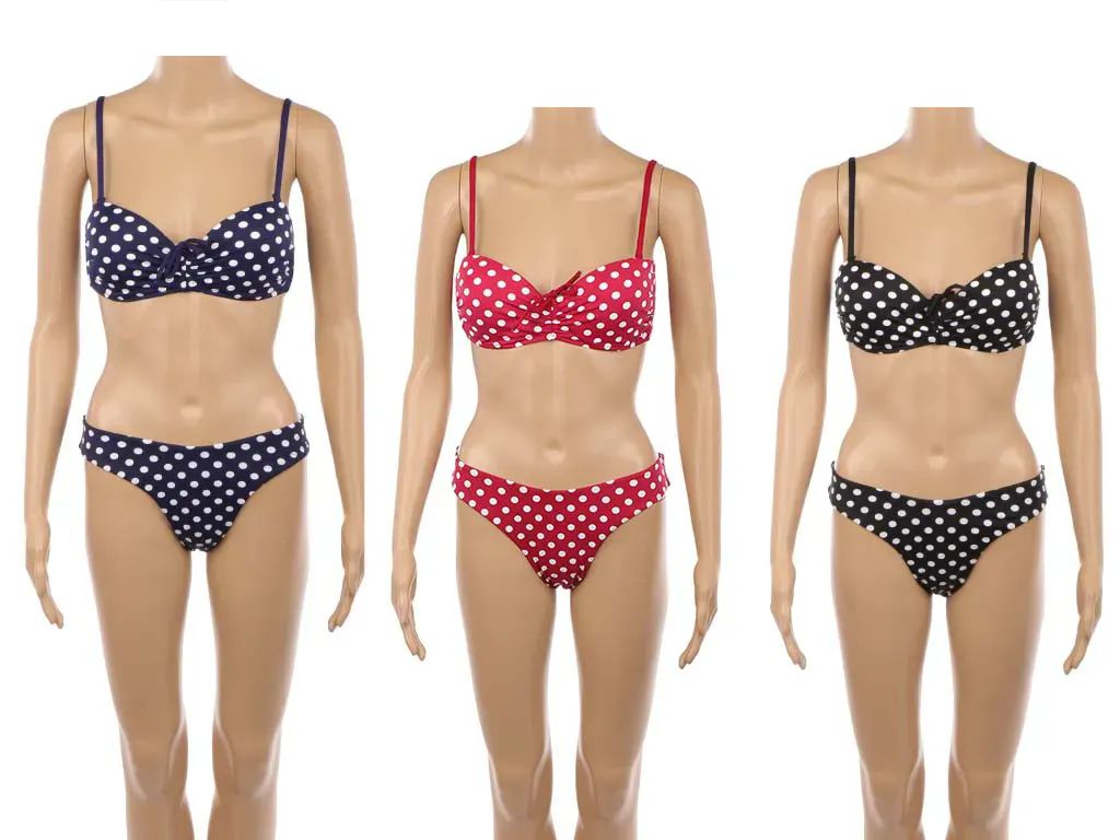 48 Pieces of Womens Two Piece Set Polka Dot Swimming Suit Bikini In Assorted Colors