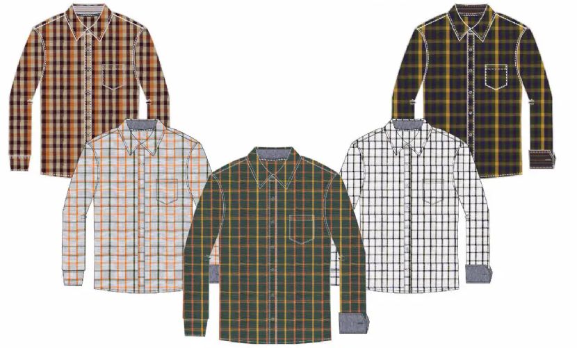 60 Pieces of Men's Long Sleeve Yarn Dyed Cotton Work Shirt Assorted Plaid Patterns