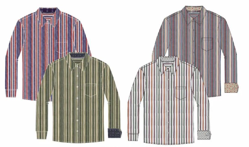 72 Pieces of Men's Long Sleeve Yarn Dyed Cotton Work Shirt Assorted Stripe Patterns