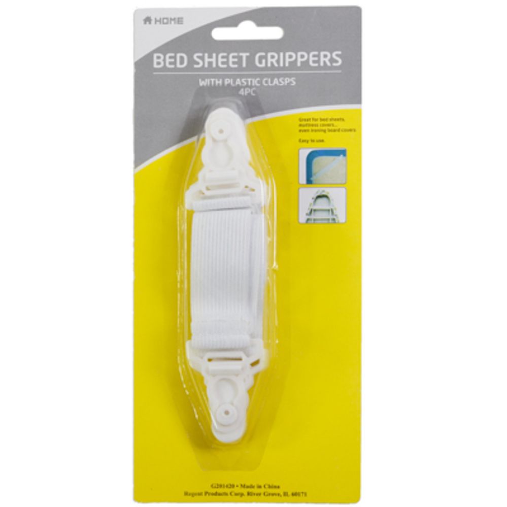 36 pieces of Bed Sheet Grippers 4pk W/plastic Clasps Home Blister Card