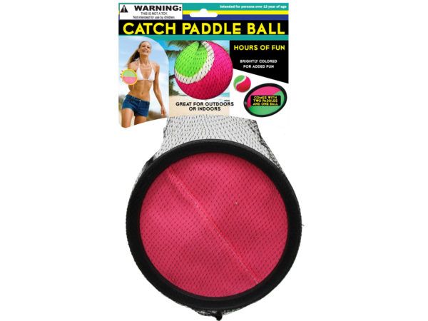 48 Wholesale Hook And Loop Catch Paddle Set With Ball - at 