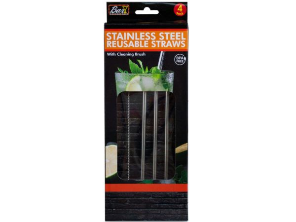 12 pieces of 4 Pack Stainless Steel Reusable Straws