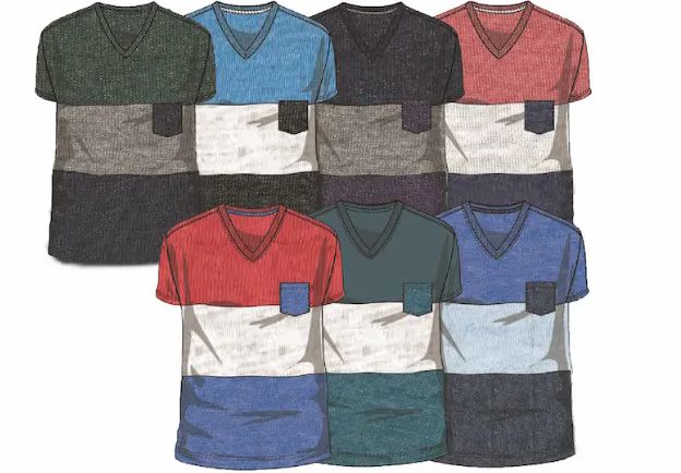 72 Pieces of Men's Short Sleeve Color Block Pocket Tees Assorted Sizes S-xl