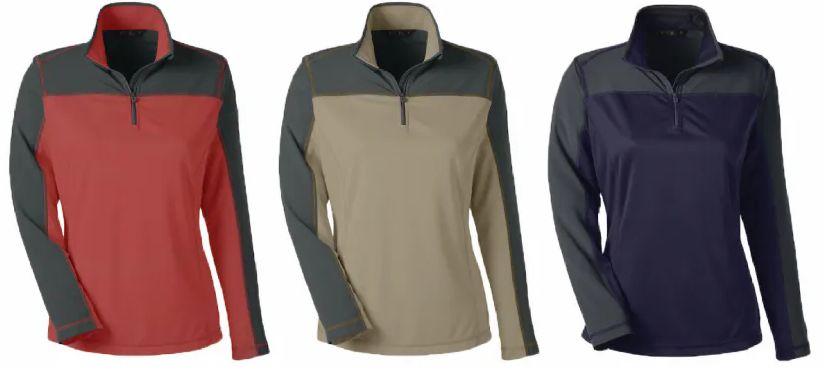 72 Pieces of Ladies Quarter Zip Long Sleeve Performance Top Assorted Colors And Sizes