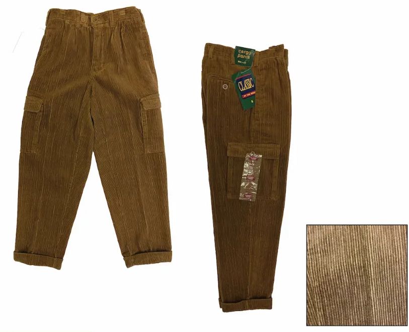 24 Pieces of Boys Corduroy Cargo Pants In Solid Brown Assorted Sizes