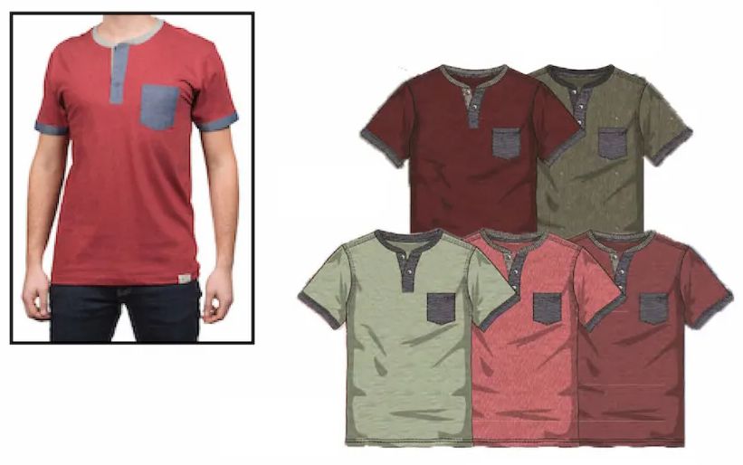 72 Pieces of Men's Short Sleeve Henley Tee With Pocket Assorted Sizes And Colors