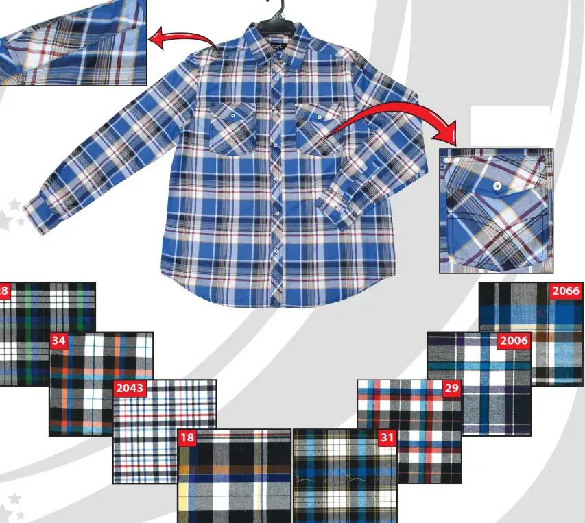 48 Pieces of Men's Yarn Dyed Long Sleeve Button Down Fashion Plaid Shirts Sizes M-2xl