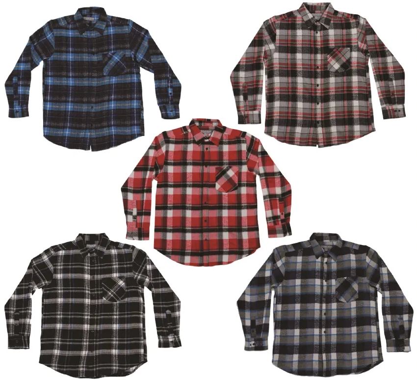 48 Pieces of Men's Yarn Dyed Long Sleeve Button Down Flannel Plaid Shirts Sizes M-2xl