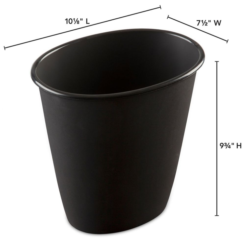 12 pieces of Sterilite 1.5 Gallon Oval Vanity Wastebasket, Black