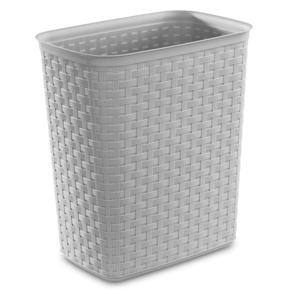 6 pieces of Sterilite Weave 5.8 Gal. Plastic Home/office Wastebasket Trash Can, Grey