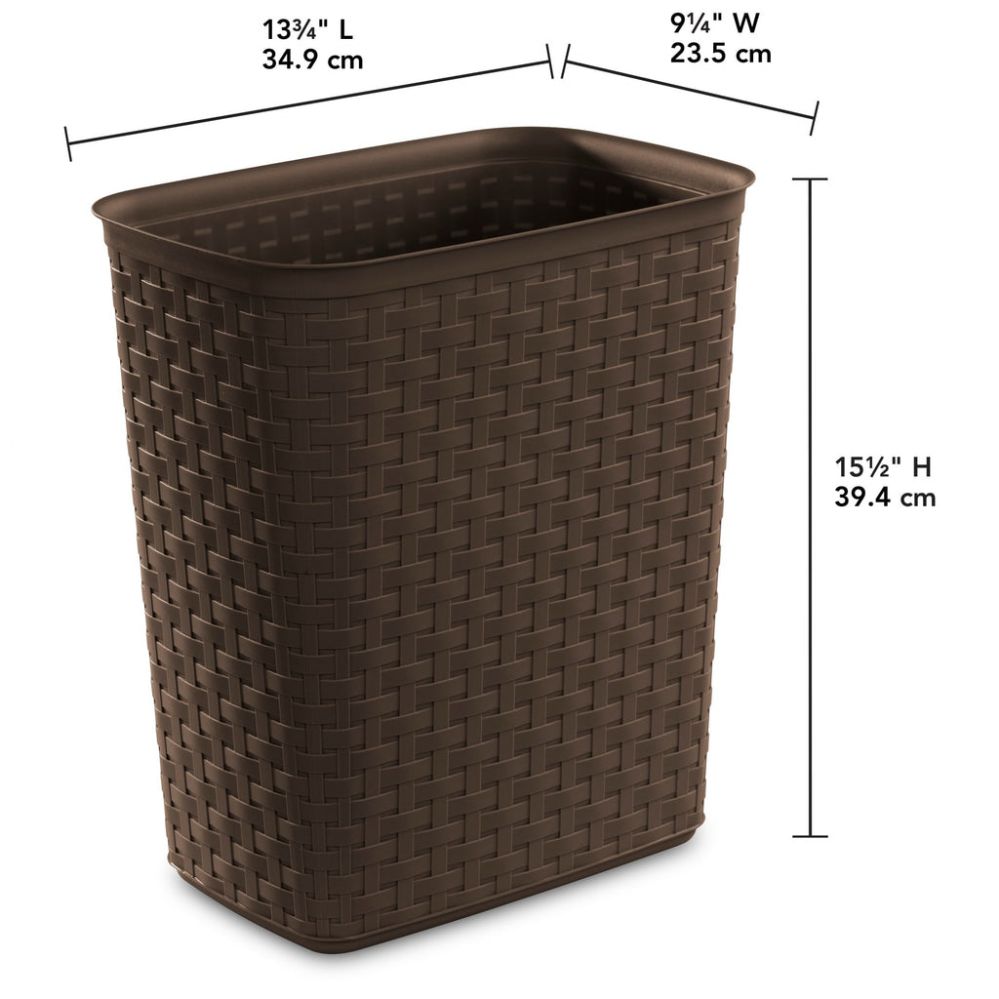 6 pieces of Sterilite Weave 5.8 Gal. Plastic Home/office Wastebasket Trash Can, Espresso