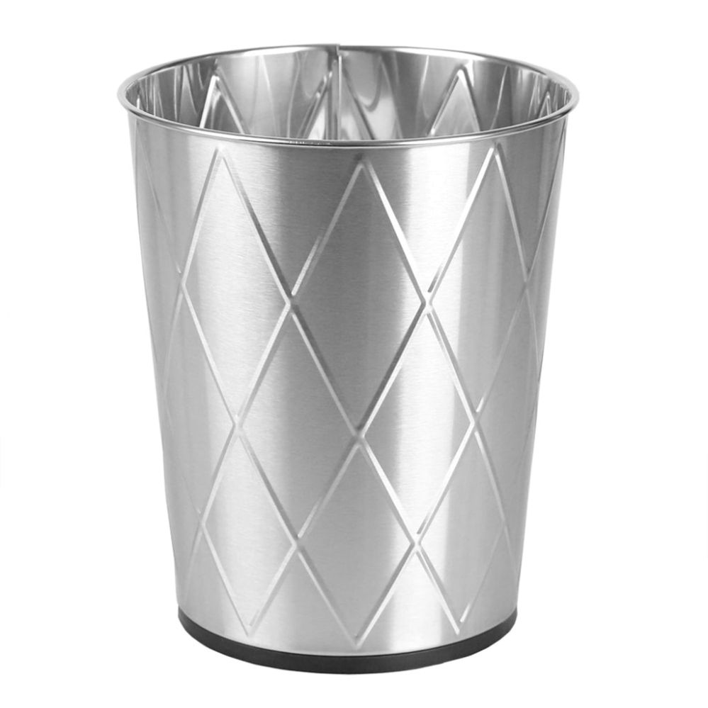 12 Pieces of Home Basics Diamond Open Top 8 Lt Stainless Steel Waste Bin, (9.5" X 10.25"), Silver