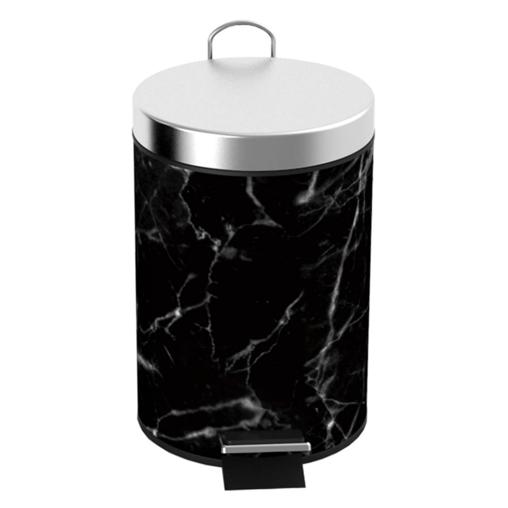 6 Pieces of Home Basics Faux Marble 3 Liter Step Waste Bin With Built - In Metal Handle, Black