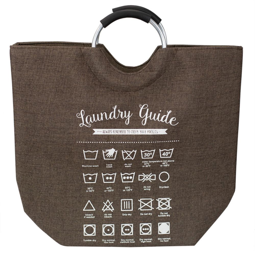 6 Pieces of Home Basics Laundry Guide Canvas Hamper Tote With Soft Grip Handles, Brown