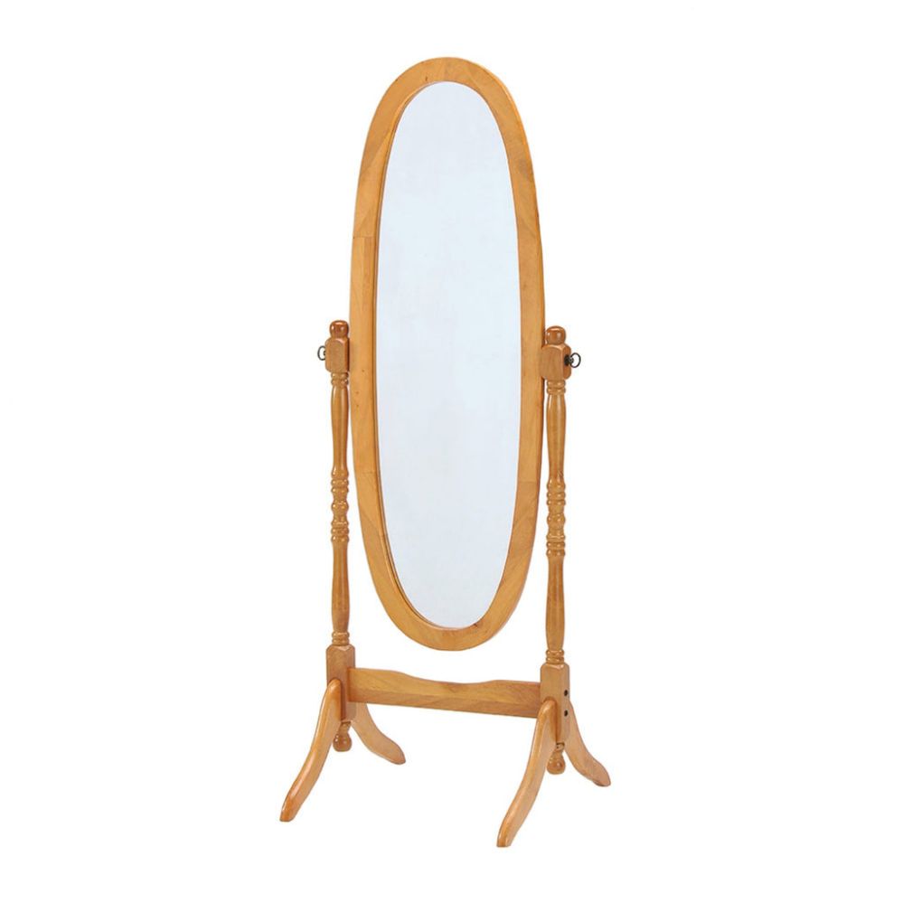 Home Basics Freestanding Oval Mirror, Oak