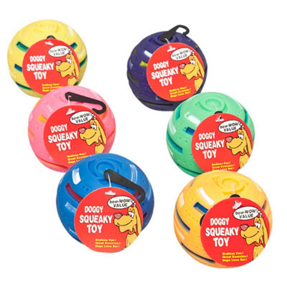 36 Pieces of Dog Toy Vinyl Solar Ball With Squeaker 6 Colors In Pdq #14041e