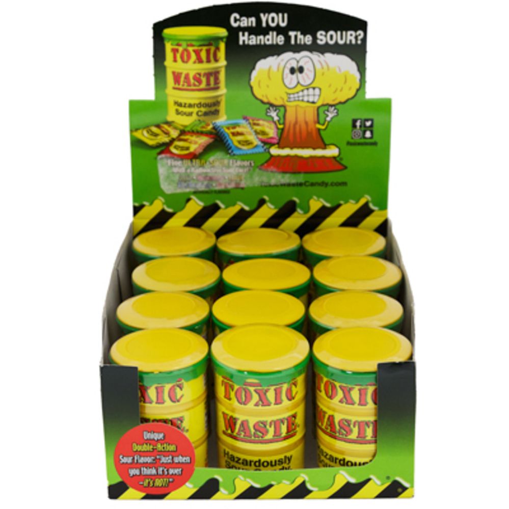 Toxic Waste Sour Candy Drums: 12-Piece Display