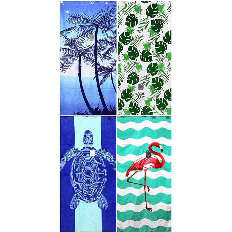 24 Pieces of Printed Beach Towel 30x60" Assorted
