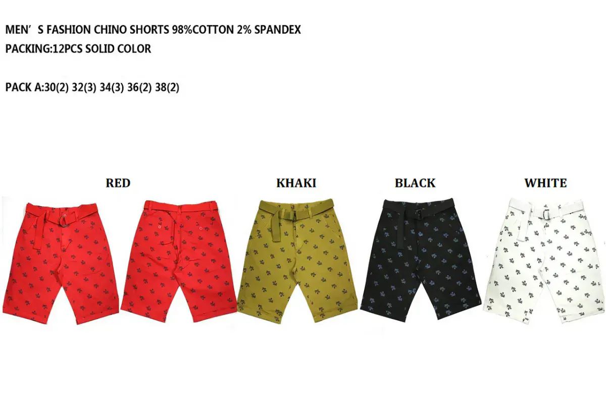 12 Pieces of Men's Fashion Printed Chino Short