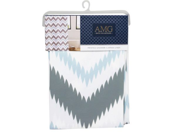 12 pieces of Amg Bath Collection 70 In X 72 In Blue Zig Zag Print Peva Shower Liner