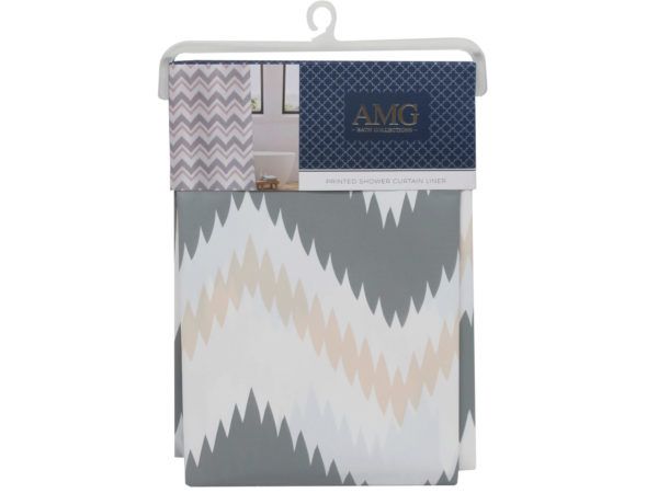 12 pieces of Amg Bath Collection 70 In X 72 In Blush Zig Zag Print Peva Shower Liner