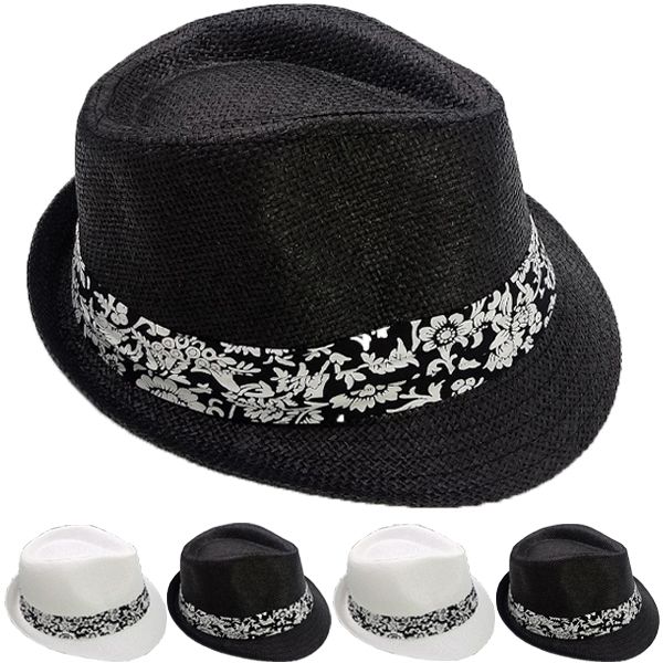 12 pieces of Thin Brimmed Adult Straw Trilby Fedora Hat Set