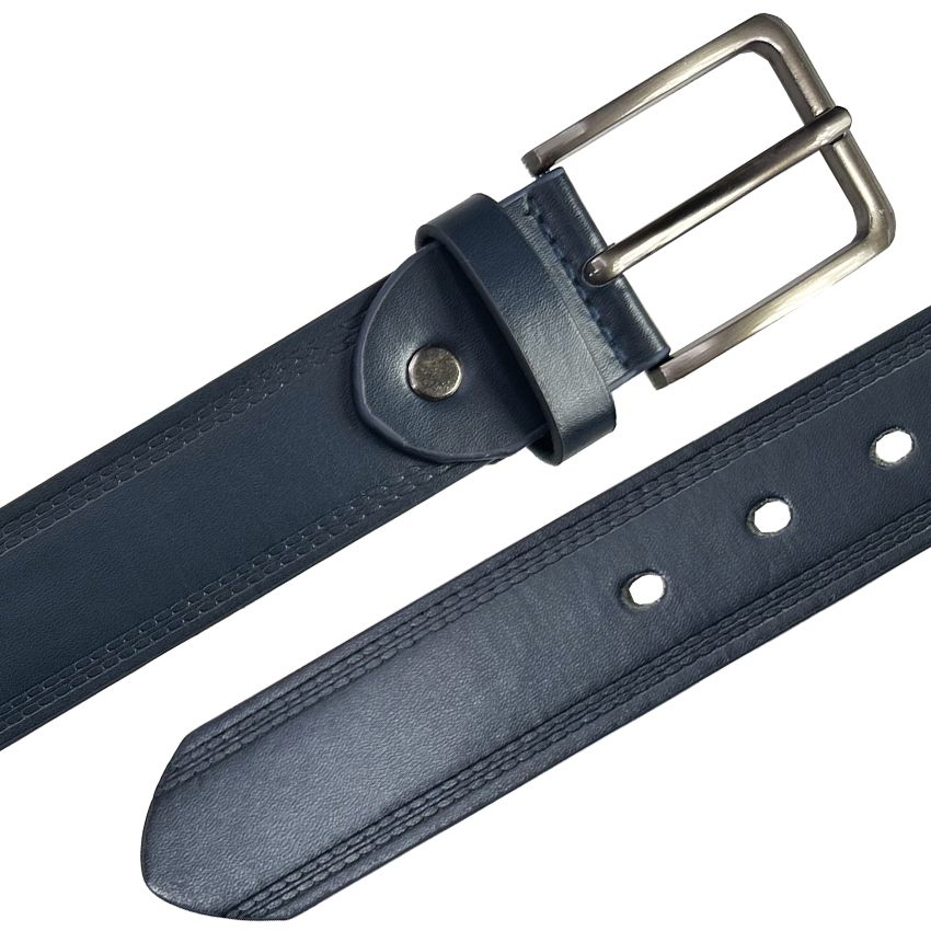 12 pieces of Belt for Men Navy Blue Leather with Parallel Stitched Pattern Mixed sizes