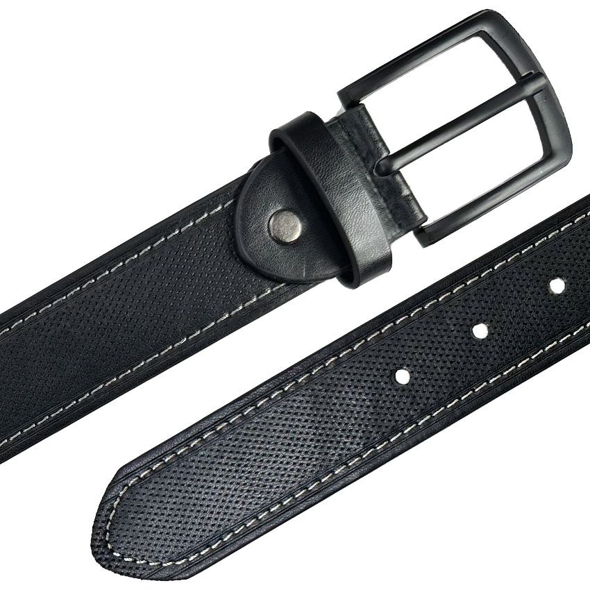 12 pieces of Belt for Men Black Leather with Dot Pattern Mixed sizes