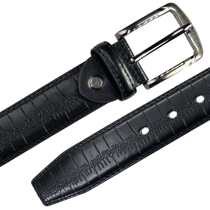 12 pieces of Belt for Men Snake Patterned Black Leather Mixed sizes