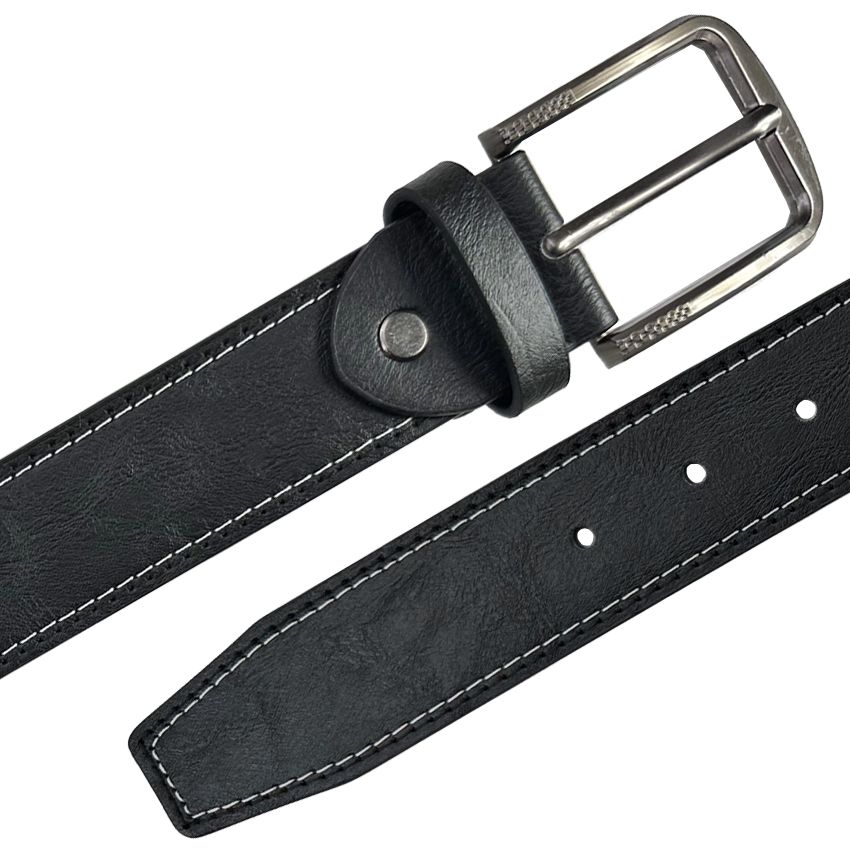 12 pieces of Mens Leather Belt Parallel Stitched Black Leather Mixed sizes