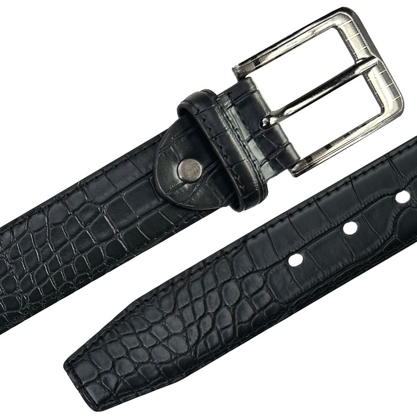12 pieces of Dress Belt for Men Black Mamba Pattern Leather - Mixed sizes