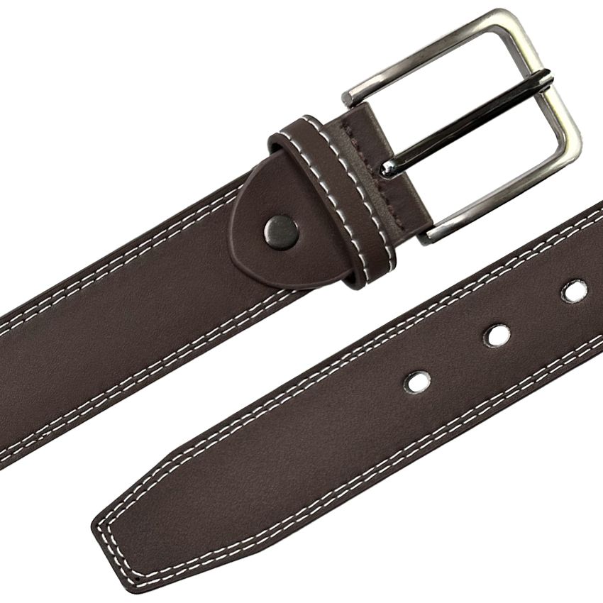 12 pieces of Belts for Men Parallel Double Stitched Brown Leather Mixed sizes