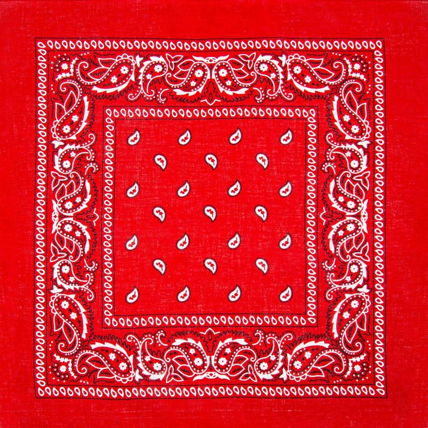 12 pieces of Red Paisley Print Polyester Bandanas