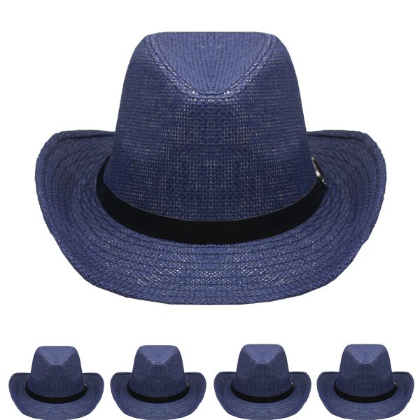 12 pieces Blue Paper Straw Western Cowboy Hat Cowboy & Boonie Hat at