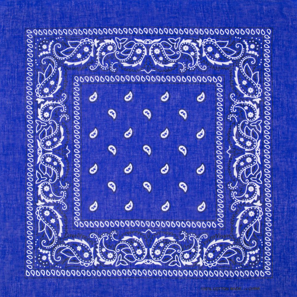 12 pieces of Royal Blue Paisley Cotton Bandana