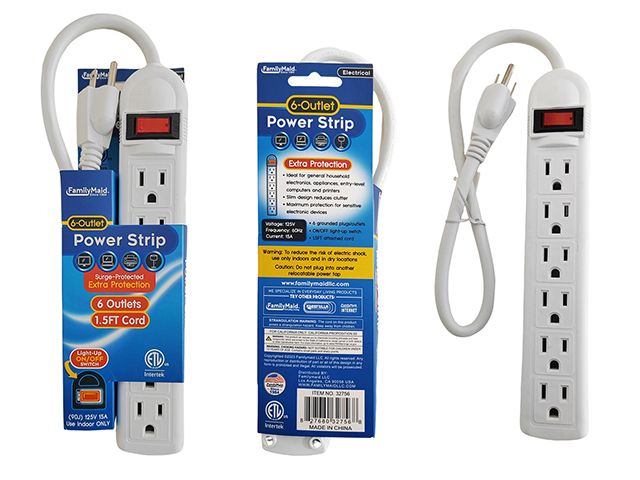 12 Pieces of 6 Outlet Power Strip With On/off